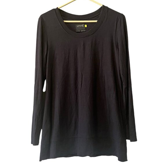 Lysse Top Womens‎ Size Small Black Scoop Neck Drape Long Sleeve Pullover Tunic - Picture 1 of 11